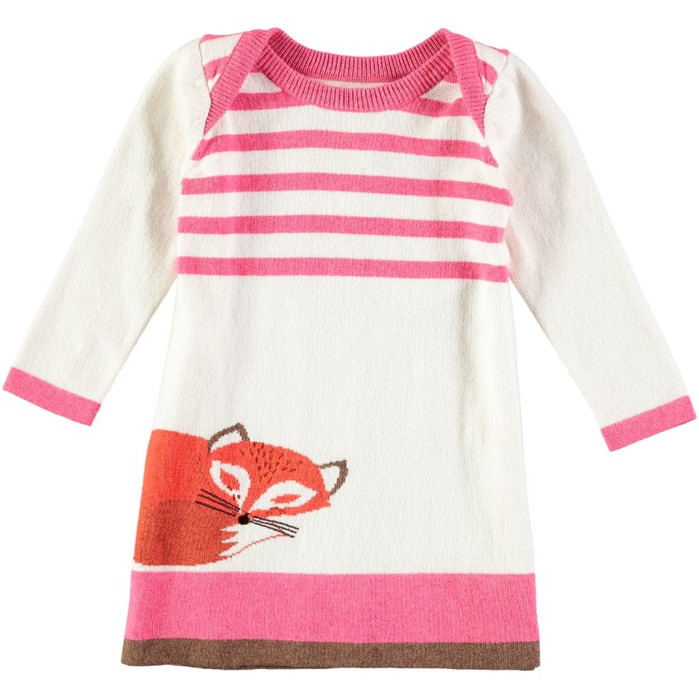NWT Baby Girls Knitted Dress White Fox